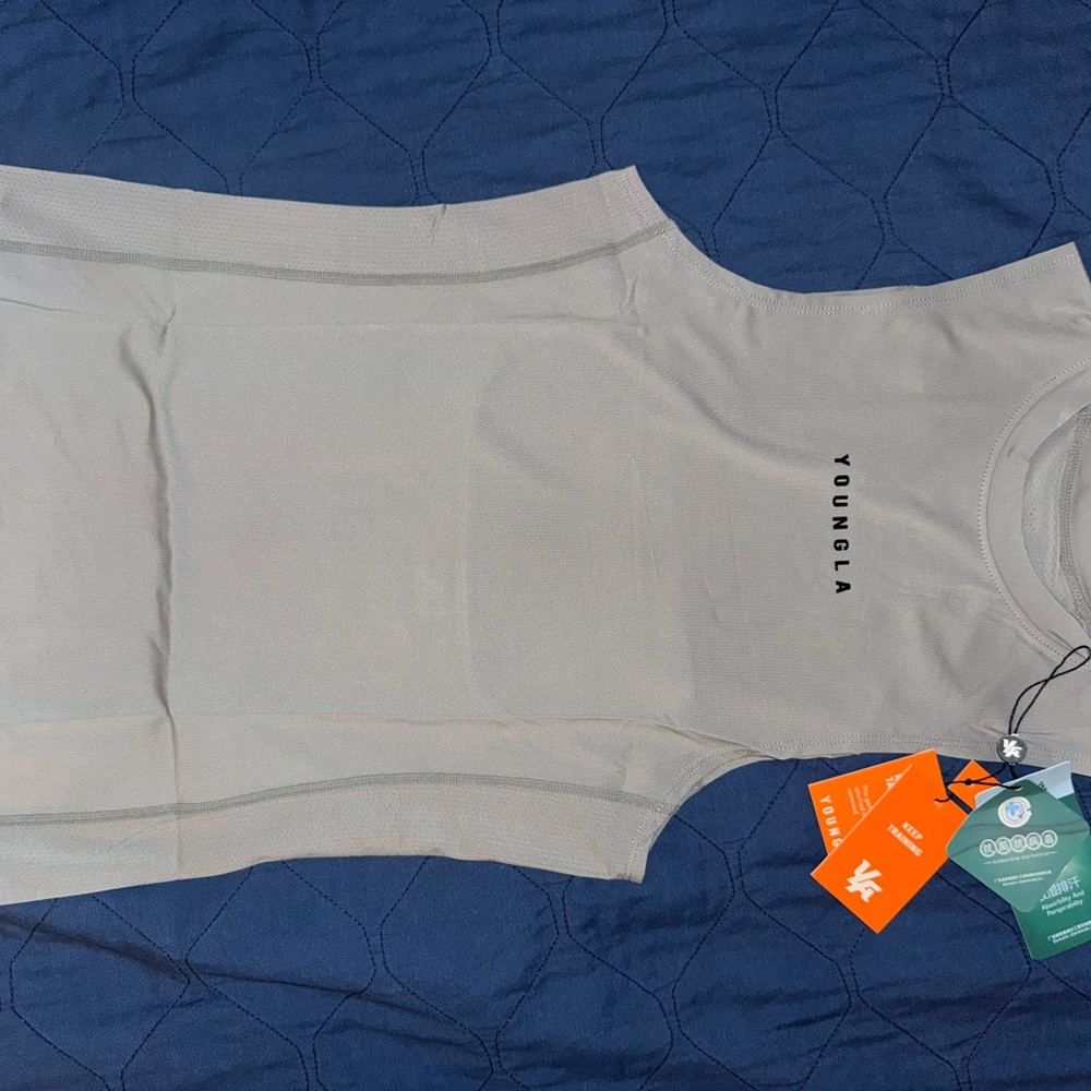 YoungLA Light Gray Tank Top with Black Logo
